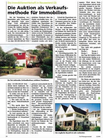 Wertmanagement GmbH - Presse Die Auktion als Verkaufsmethode für Immobilien-Die Wohnungswirtschaft