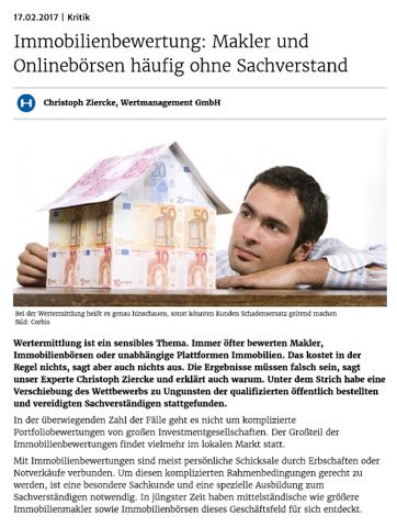 Wertmanagement GmbH - Presse Sachverstaendigenkritik Immobilienbewertung